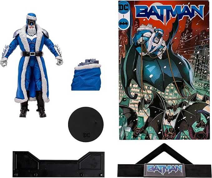 Figura batman santa traje azul vista por partes